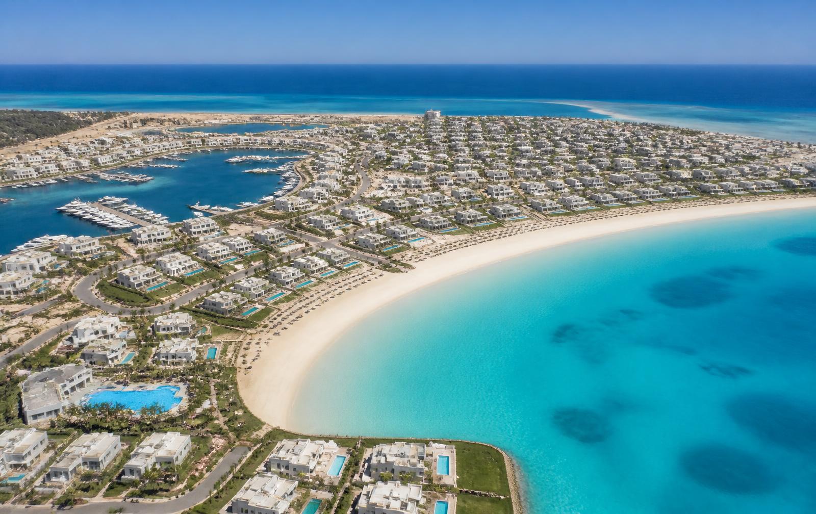 Aerial masterplan view of the Ras El-Hekma coastal development